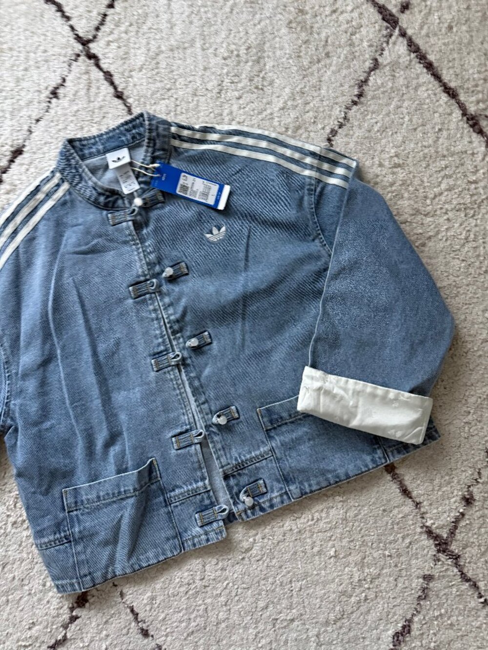 adidas originals Women Chinese Jacket Denim silk floral details BNWT size M/L/XL - Picture 5 of 8